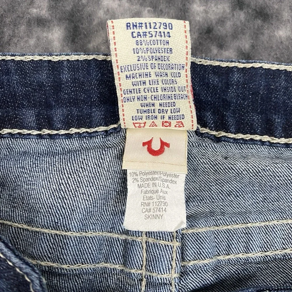 True Religion Jeans Skinny Womens Size 30 Medium Wash 30x32 USA Made Y2K - Picture 6 of 14